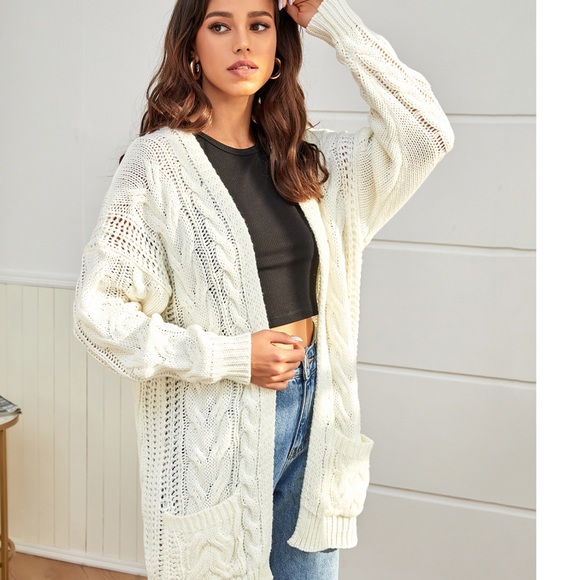 Sweaters - Cardigan Cable Knit Dual Pocket Oversized new